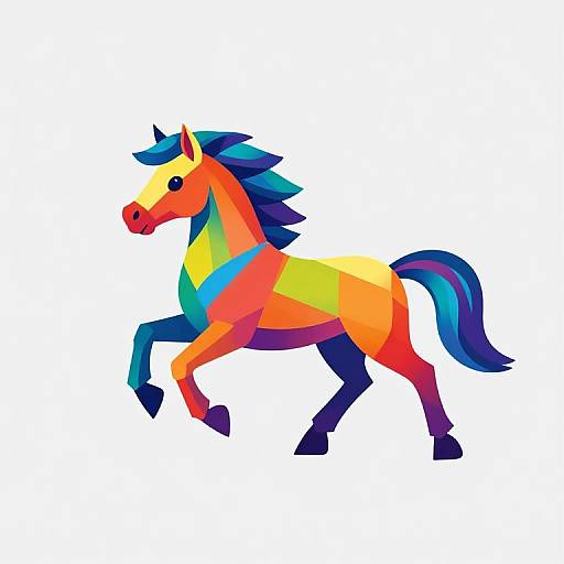 Dynamic Colorful Geometric Horse Logo