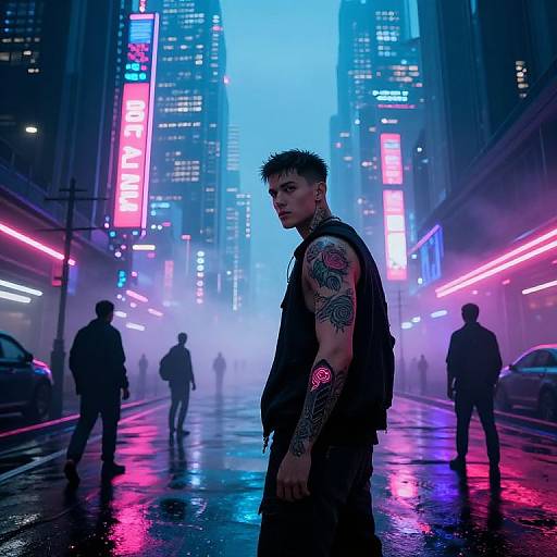 Cyberpunk Cityscape with Neon Glow