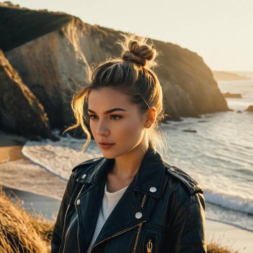 Golden Hour Fashion: Wavy Top Knot Look