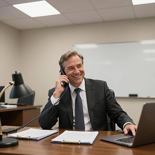 Cheerful Businessman in Office Setting