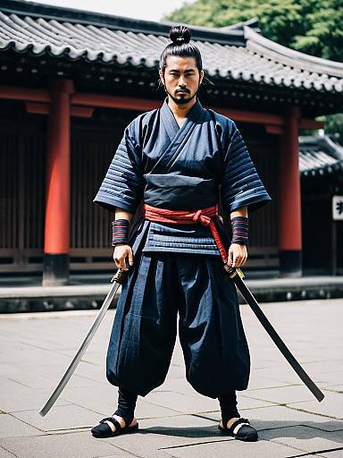 Photorealistic Samurai Man Bun Cosplay