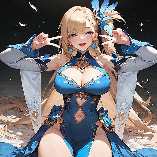 Blue Stage Idol, Playful V Pose