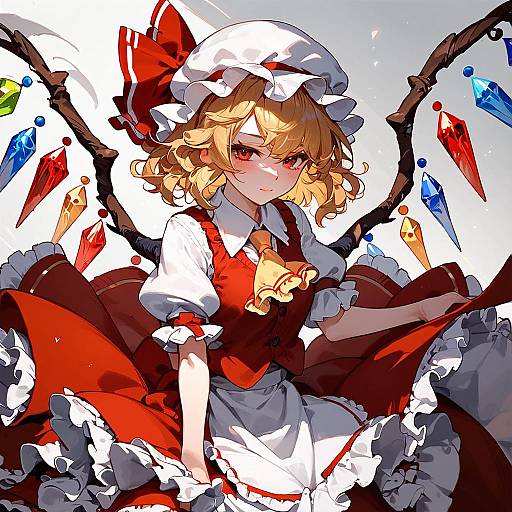 Anime Girl Flandre Scarlet with Crystal Wings
