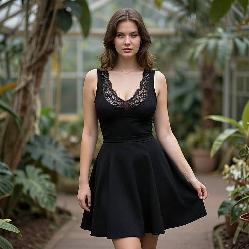 Elegant Woman in Vintage Greenhouse