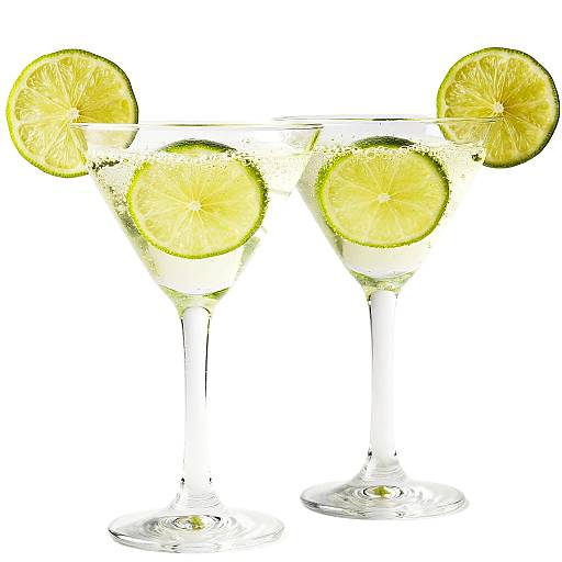Bubbly Martini Glasses with Lime Slices