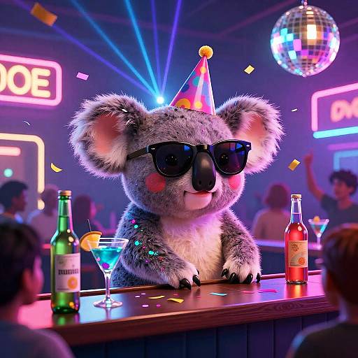 Tipsy Koala Party Neon Scene