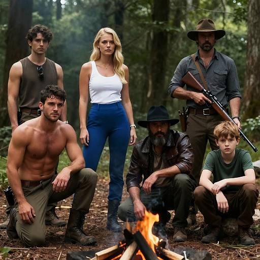 Dynamic Group Portrait in Forest Setting