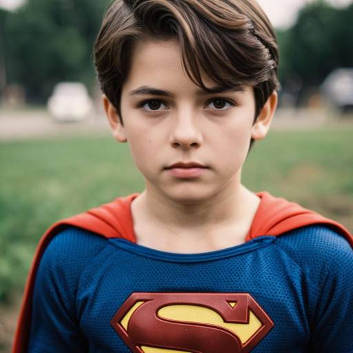 Realistic Boy in Superman Costume Portrait