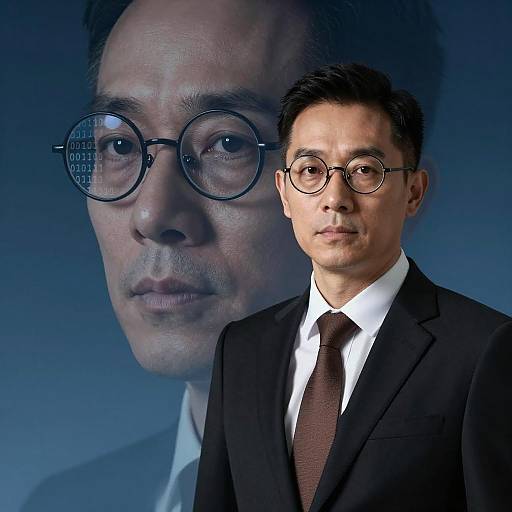 Serious Man in Suit with Binary Glasses