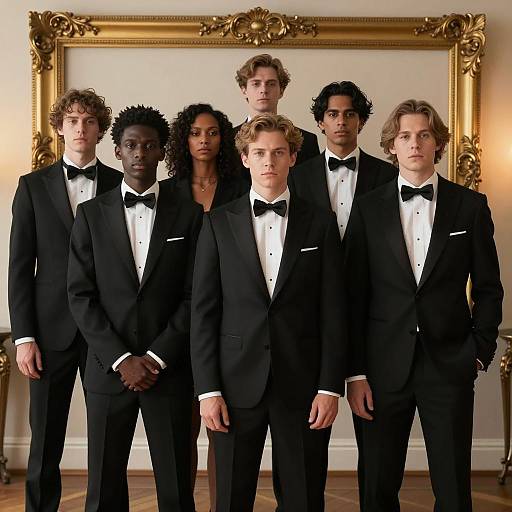 Elegant Group Portrait in Tuxedos
