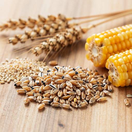 Close-Up of Various Grain Types