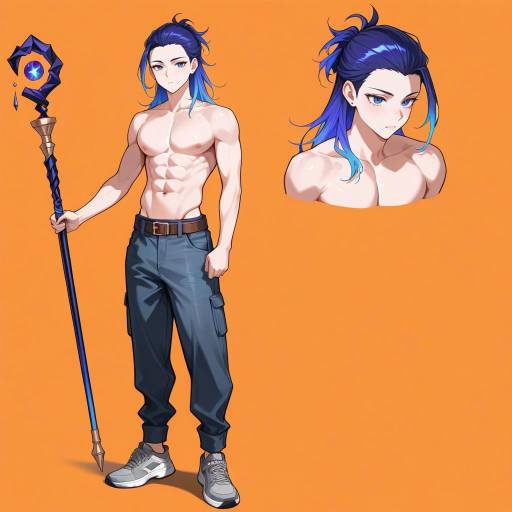 Stylish Male Figure with Indigo Hair Stylish Male Figure with Indigo Hair