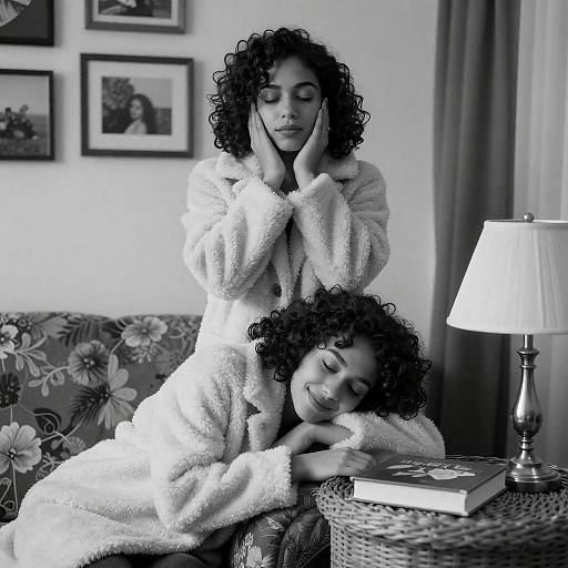 Emotive Black-and-White Portrait of Friendship