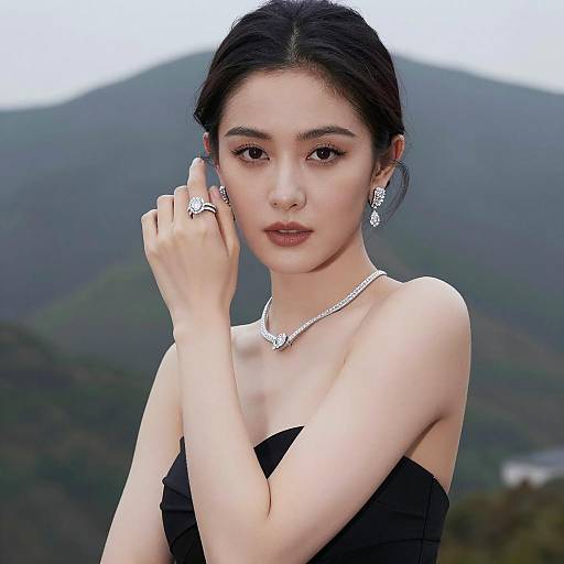 Elegant Woman Wearing Diamond Jewelry