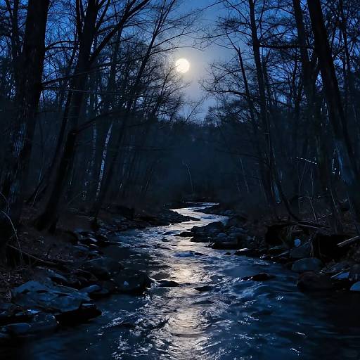 Moonlit Forest River Glow