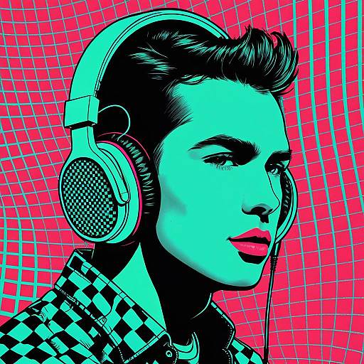 Pop Art Boy with Oversized Headphones