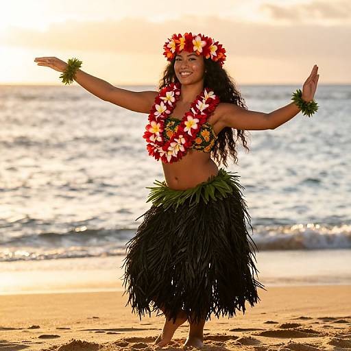 Joyful Hawaiian Hula Girl Dance