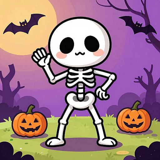 Playful Skinny Skeleton Cartoon