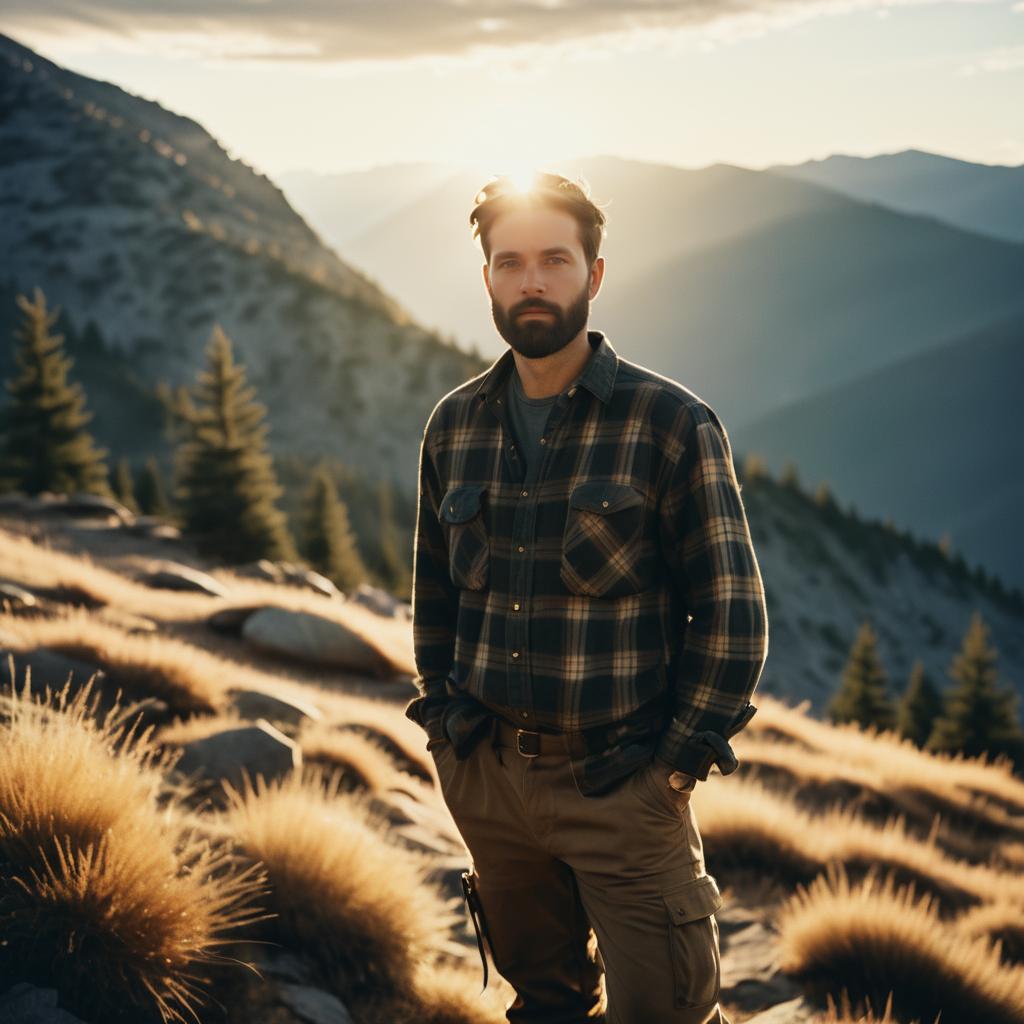 Vintage Hiking Photo with Dramatic Sunset