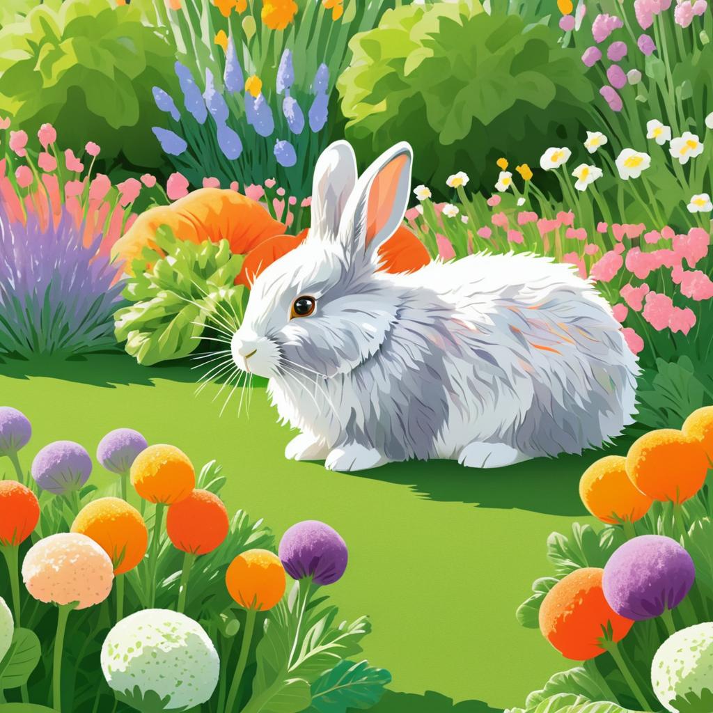 Serene Rabbit in Colorful Garden Scene