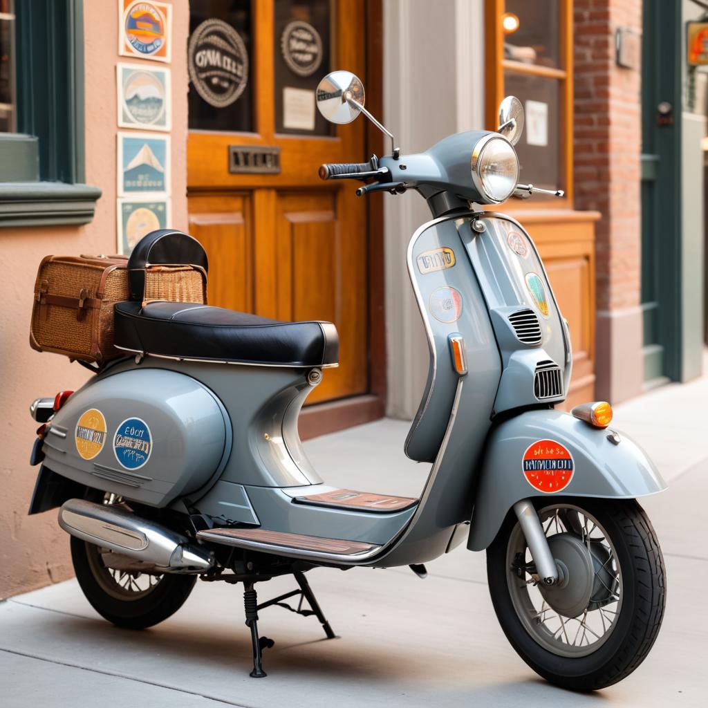 Vintage Moped in Historic Downtown Setting