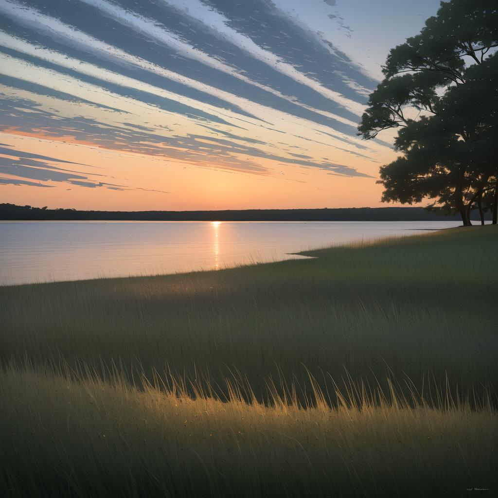 Dreamy Twilight at Serene Lakeshore