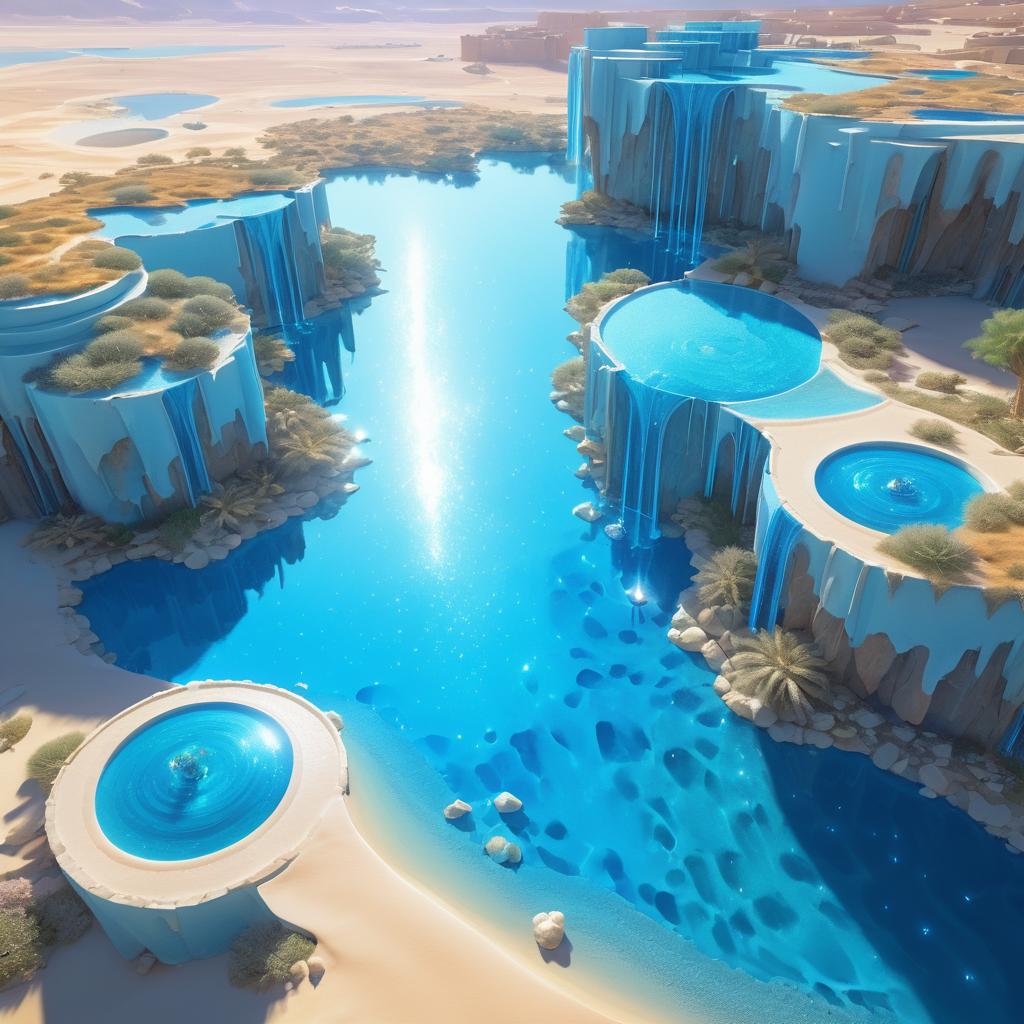 Tranquil Fantasy Oasis in Crystal Desert