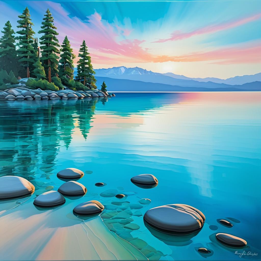 Tranquil Sunset Over Lake Tahoe Art