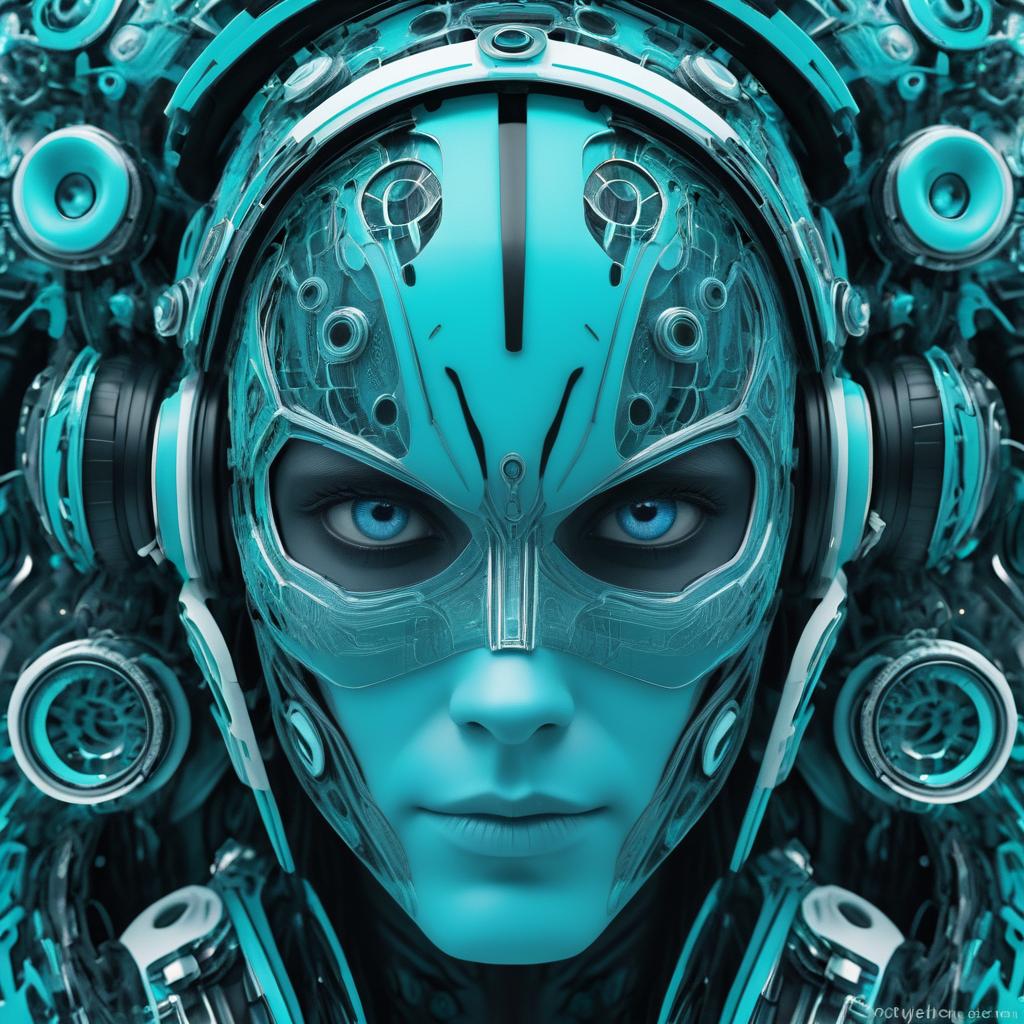 Hypnotic Synthetic Mechanic Face Design