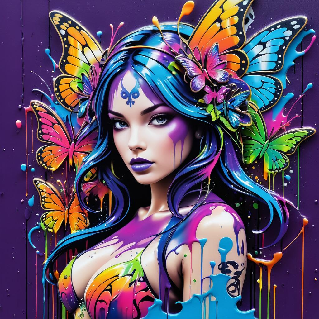 Vibrant Butterfly Siren Street Art