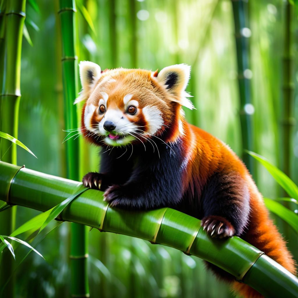 Charming Red Panda in Bamboo Paradise