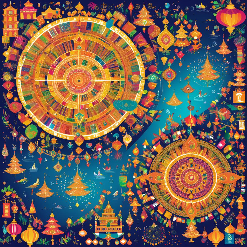 Vibrant Festival Map with Intricate Designs