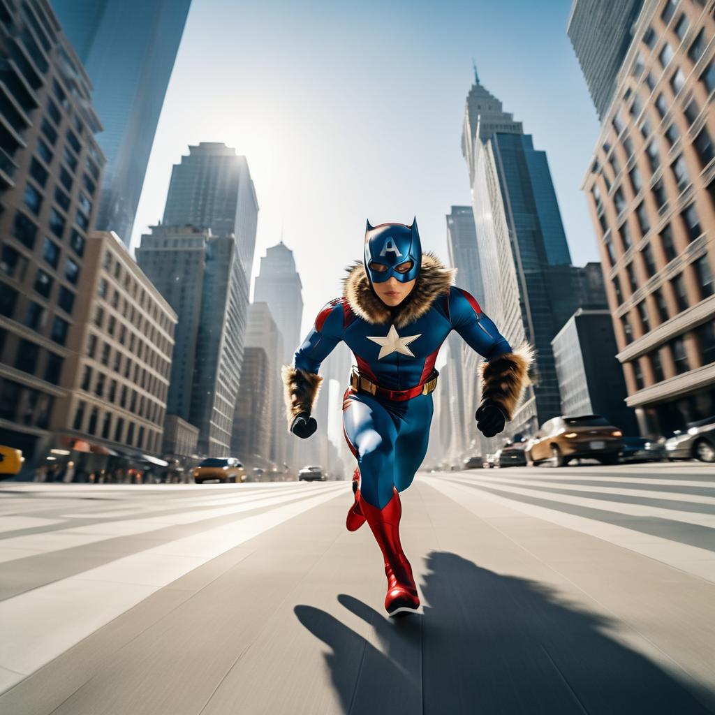 Dynamic GoPro Shot of City Superhero