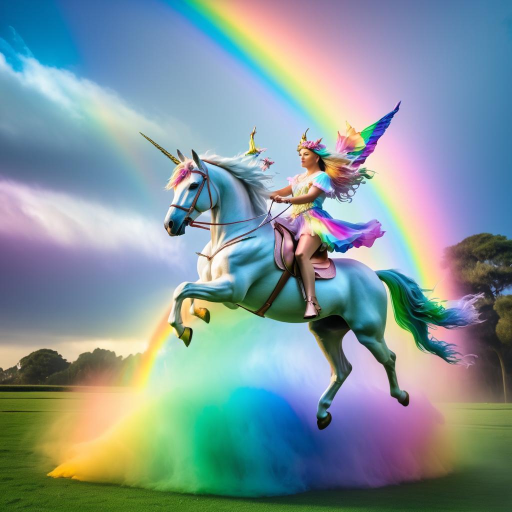 Surreal Fairy Riding Unicorn Adventure