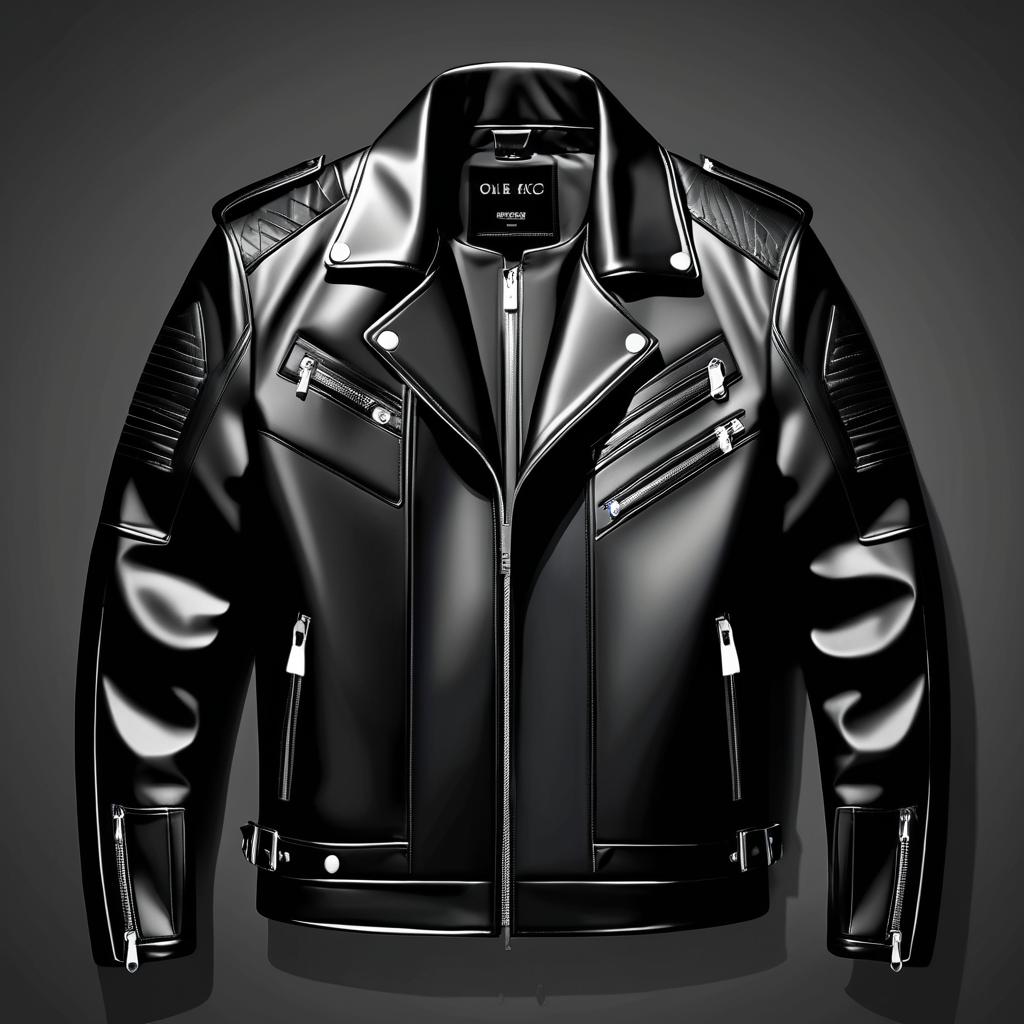 Edgy Black Leather Jacket Illustrations