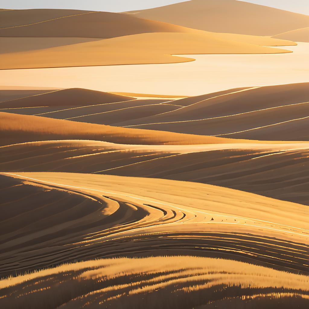 Golden Sunlit Rolling Prairie Landscape