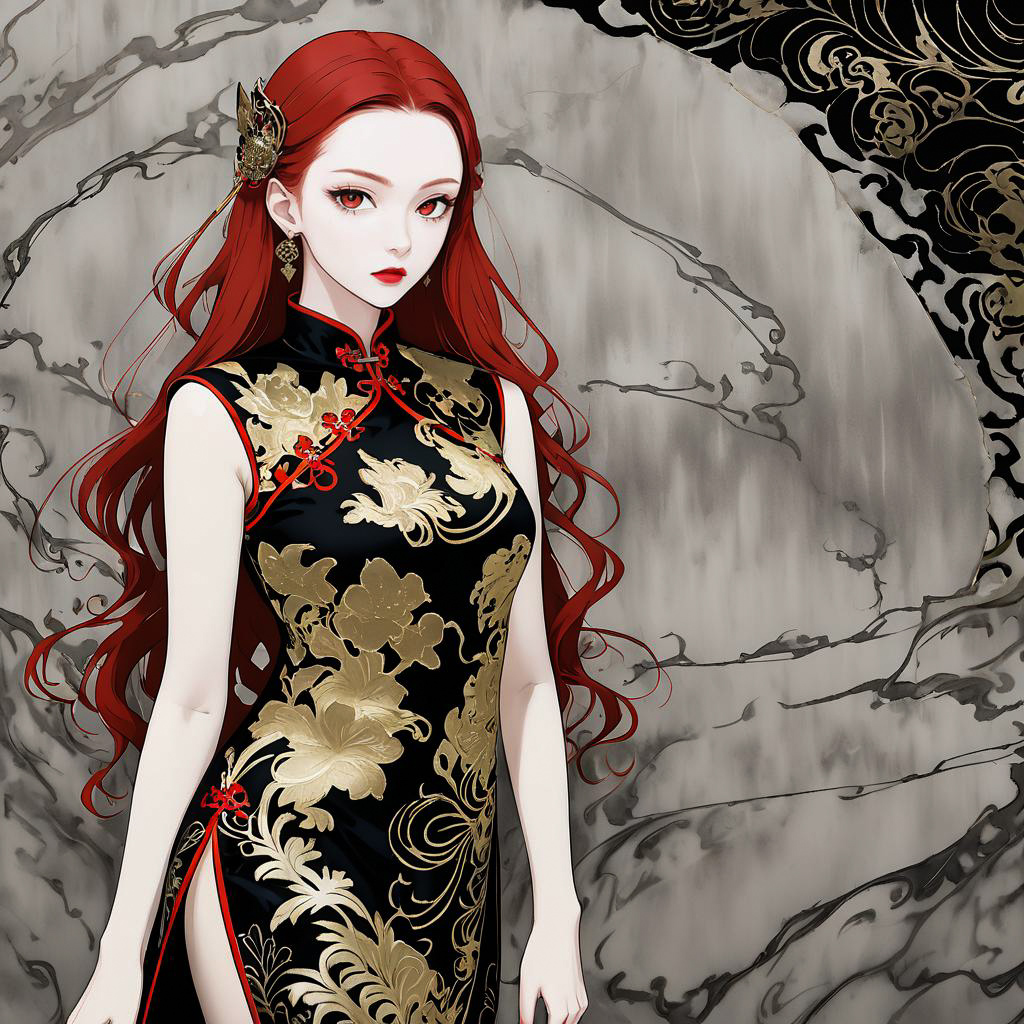 Elegant Woman in Grotesque Cheongsam Style