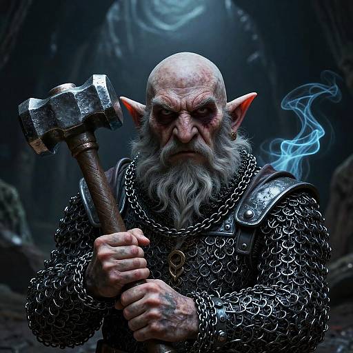 Giger-Style Dwarf Close-Up in Cavern