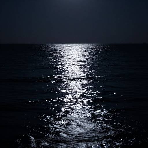 Moonlit Ocean Reflection at Night
