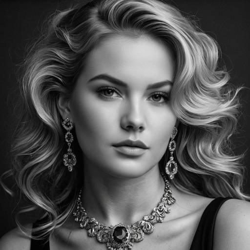 Elegant Young Woman with Blonde Hair and Jewelry