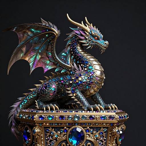 Baroque Style Iridescent Dragon Sculpture