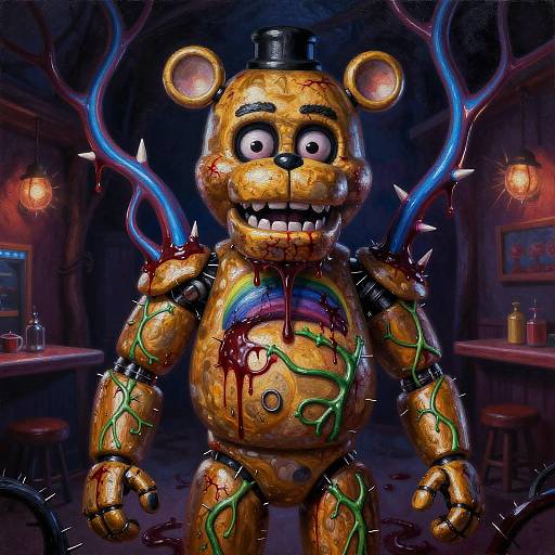 Nightmare Springtrap Animatronic with Rainbow Veins