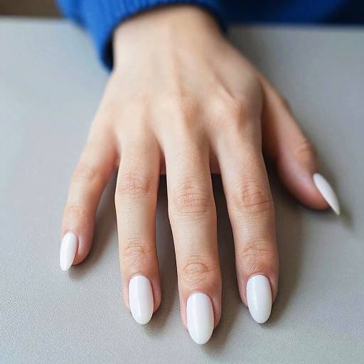 White Almond Acrylic Nails Photo