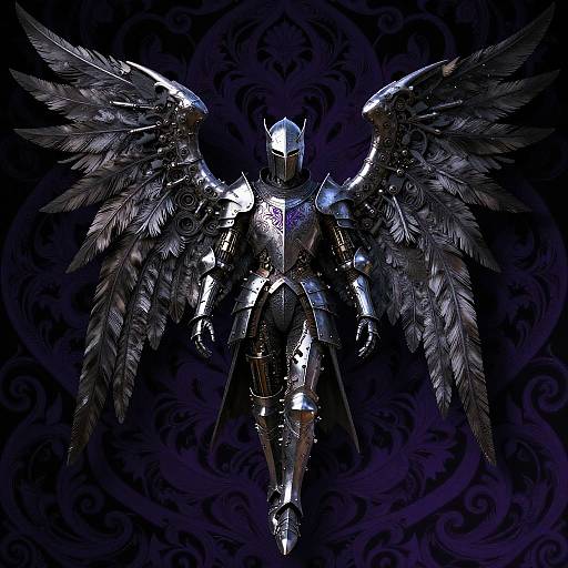 Gothic Knight with Mechanical Feathered Wings