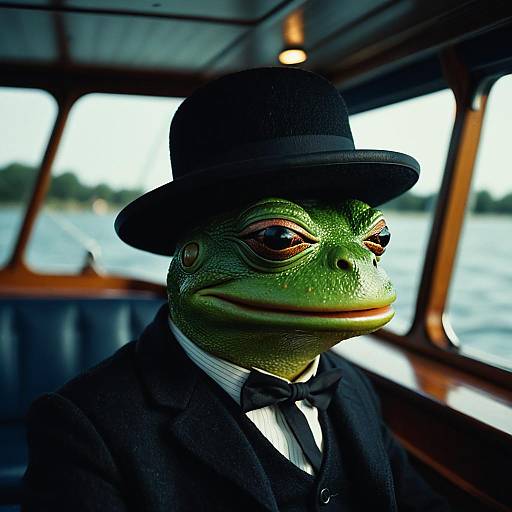 Frog in Bowler Hat on Boat