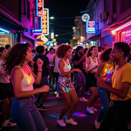 Vibrant Neon Street Party Scene