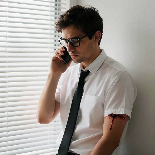 Man in Glasses with an Injured Arm