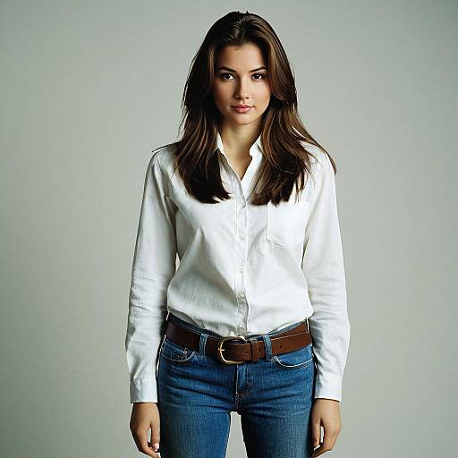 Young Woman in White Shirt and Blue Jeans