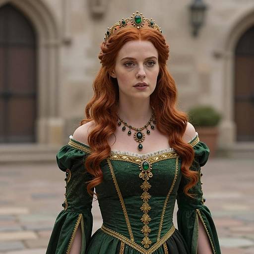 Medieval Fantasy Woman in Green Costume