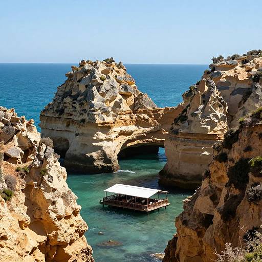 Dramatic Cliffs with Floating Café
